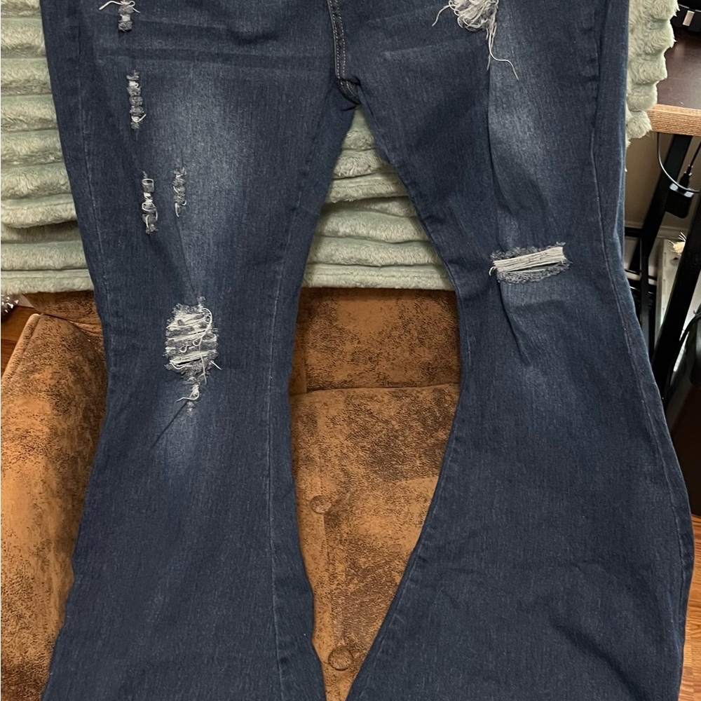 Distressed Flare Womens Jeans
